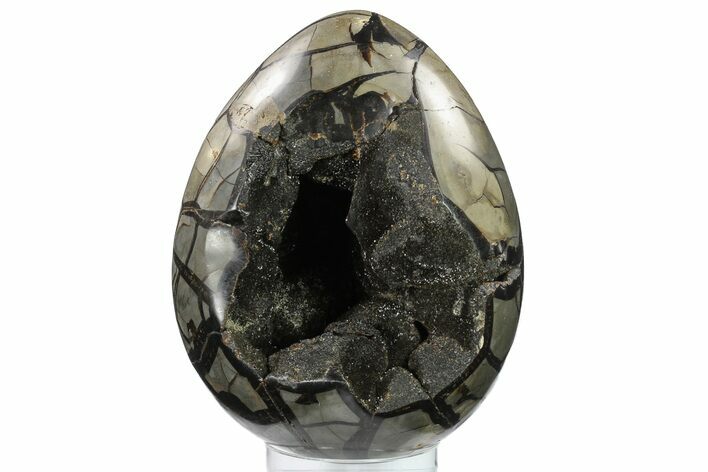 Bargain, Septarian Dragon Egg Geode - Black Crystals #134633